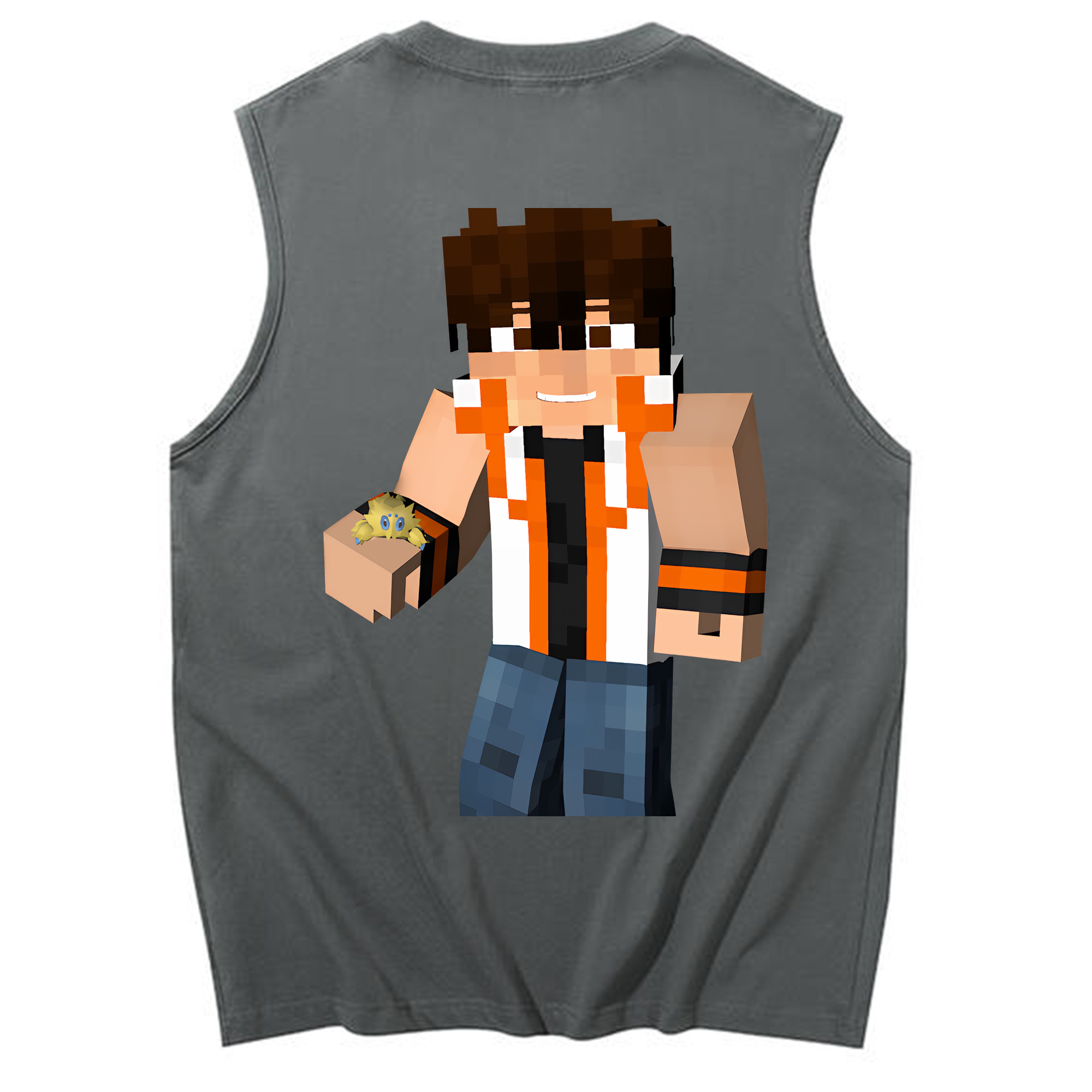 （画像用） マインクラフト ブロックの世界 Minecraft MC Block world コットン100％タンクトップ（背面プリント）